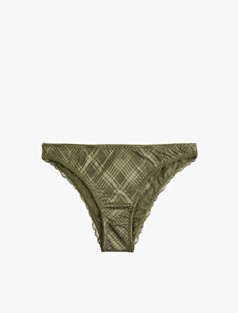 Dantel Detaylı Rahat Kalıp Ekose Desenli Brazilian Külot