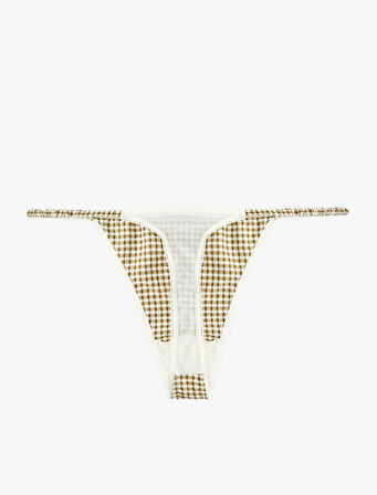 Dantel Detaylı Kareli String Külot