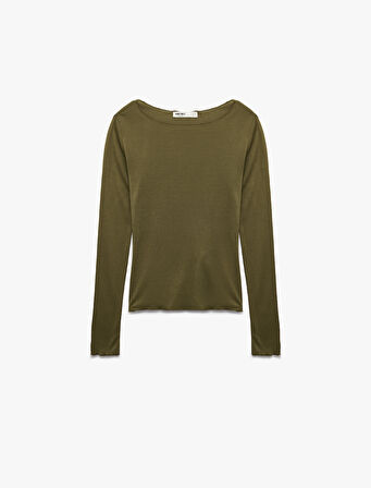 Rahat Kalıp Uzun Kollu U Yaka Viskon Pijama Üstü