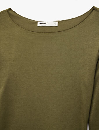 Rahat Kalıp Uzun Kollu U Yaka Viskon Pijama Üstü