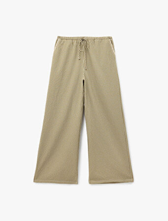 Rahat Kalıp Cepli Beli Bağlamalı Poplin Kareli Pijama Altı