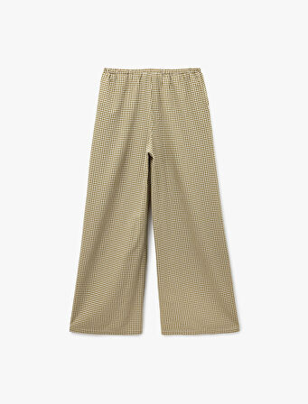 Rahat Kalıp Cepli Beli Bağlamalı Poplin Kareli Pijama Altı