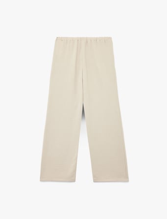 Aerobin Kumaş Straight Fit Düz Bol Paça Pantolon