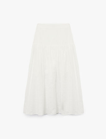 Pamuklu Rahat Kesim Midi Kloş Etek