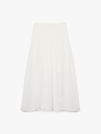 Pamuklu Rahat Kesim Midi Kloş Etek