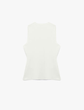 Gold Düğme Detaylı Bisiklet Yaka Triko Yelek