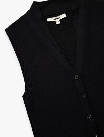 Düğmeli V Yaka Triko Yelek