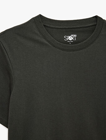 Rahat Kalıp Kısa Kollu Baskı Detaylı Bisiklet Yaka Basic Spor Tişört