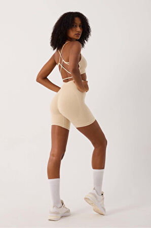 Glowfit Spor Şort Yüksek Bel Esnek Şekillendirici ve Toparlayıcı Seamless Tayt Kısa Şort