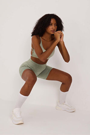 Glowfit Spor Şort Yüksek Bel Esnek Şekillendirici ve Toparlayıcı Seamless Tayt Kısa Şort