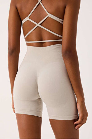 Glowfit Spor Şort Yüksek Bel Esnek Şekillendirici ve Toparlayıcı Seamless Tayt Kısa Şort