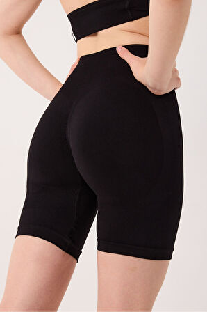 Amara Spor Şort Yüksek Bel Esnek Şekillendirici ve Toparlayıcı Seamless Tayt Kısa Şort