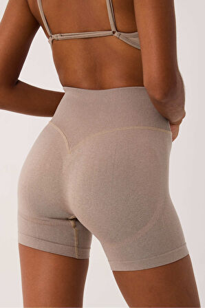 Aura Spor Şort Yüksek Bel Esnek Şekillendirici ve Toparlayıcı Seamless Tayt Kısa Şort