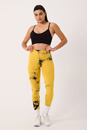 Spor Tayt Batik Desenli Dikişsiz Esnek ve Toparlayıcı Push Up Kadın Tayt