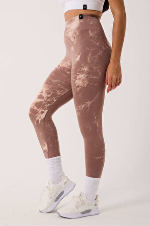 Spor Tayt Batik Desenli Dikişsiz Esnek ve Toparlayıcı Push Up Kadın Tayt