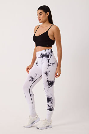 Spor Tayt Batik Desenli Dikişsiz Esnek ve Toparlayıcı Push Up Kadın Tayt