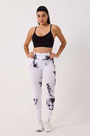Spor Tayt Batik Desenli Dikişsiz Esnek ve Toparlayıcı Push Up Kadın Tayt