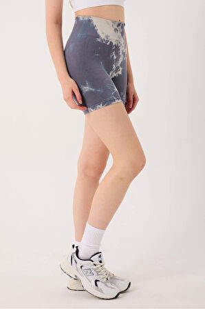 Spor Şort Batik Desenli Dikişsiz Esnek ve Toparlayıcı Push Up Kısa Şort