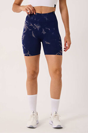 Spor Şort Batik Desenli Dikişsiz Esnek ve Toparlayıcı Push Up Kısa Şort