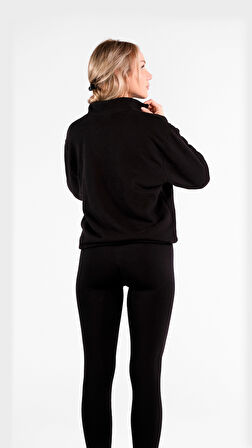 Vela Fermuar Yaka 3 İplik İçi Polarlı Şardonlu Oversize Sweatshirt