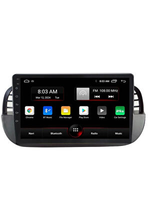 Araç Multimedya Cihazı - 2 32 / Ips 9 Inch Ekran - Navigasyon - Carplay - Fiat 500 Black - Vsr