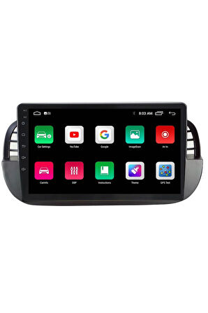 Araç Multimedya Cihazı - 2 32 / Ips 9 Inch Ekran - Navigasyon - Carplay - Fiat 500 Black - Vsr