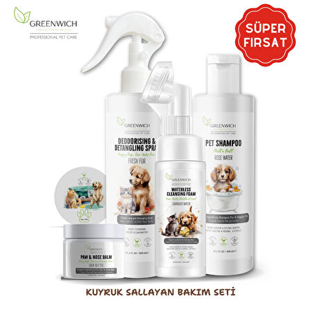 4 lü set Şampuan Pati Burun Balm Kolay Tarama Kıtık Açıcı Banyo Fırçası Vegan Organik Içerikli Kedi Köpek