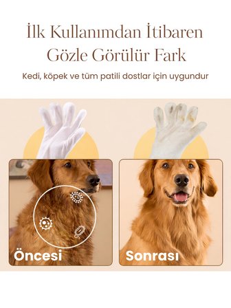 Greenwich Kedi ve Köpek Temizleme Eldiveni 20 Adet Durulanmayan Pratik Bakım Mendili