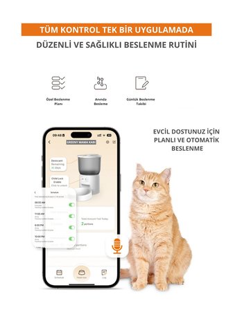 Greenwich Akıllı Otomatik Mama Kabı 4 L WiFi – Kedi ve Köpek İçin Uygulama Kontrollü Otomatik Mama Dağıtıcı, Zaman Ayarlı Akıllı Besleme Sistemi