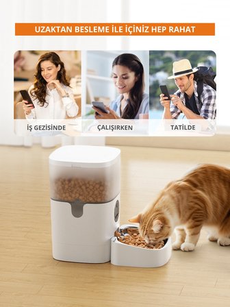 Greenwich Akıllı Otomatik Mama Kabı 4 L WiFi ve Ses Özellikli – Kedi ve Köpek İçin Uygulama Kontrollü Otomatik Mama Dağıtıcı