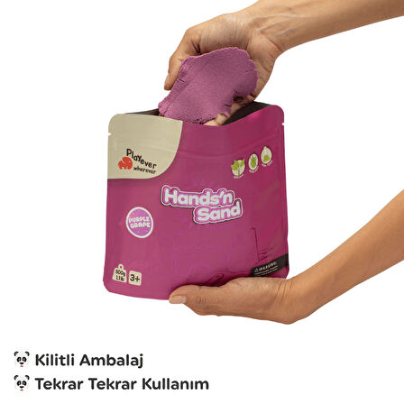 Playever Hands'n Sand Doğal Kinetik Oyun Kumu 500gr - Mor