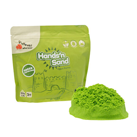 Playever Hands'n Sand Doğal Kinetik Oyun Kumu 500gr - Yeşil