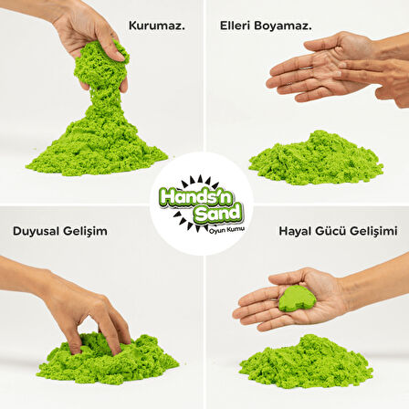 Playever Hands'n Sand Doğal Kinetik Oyun Kumu 500gr - Yeşil