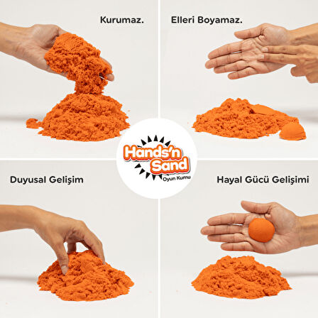 Playever Hands'n Sand Doğal Kinetik Oyun Kumu 500gr - Turuncu