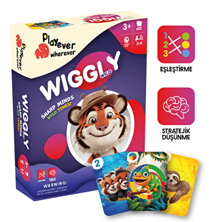 Playever Wiggly Wild Deluxe, Renk ve Sayı Eşleştirme Kart Oyunu (3-6 Yaş)