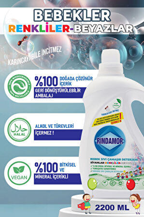 % 100 DOĞAL BİTKİSEL KOKUSUZ BEBEK SIVI ÇAMAŞIR DETERJANI-KENDİNDEN YUMUŞATICILI