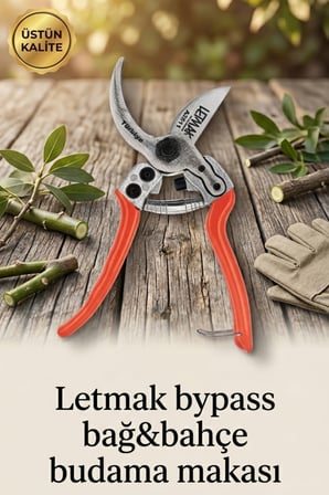 Letmak Pro Bypass Budama Makası A-2511 25 mm Kesim Kapasiteli Profesyonel Bağ Bahçe Dal Kesme Makası Ergonomik Sap Dayanıklı Çelik Bıçak