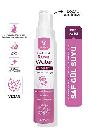 Gül Suyu Gözenek Sıkılaştırıcı Aydınlatıcı Ve Arındırıcı Tonik %100 Doğal Ve Saf 100 ml