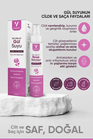 Gül Suyu Gözenek Sıkılaştırıcı Aydınlatıcı Ve Arındırıcı Tonik %100 Doğal Ve Saf 100 ml