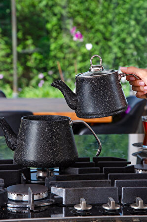 Bonjour Compact Granit Kaplama Çaydanlık Takımı – Siyah