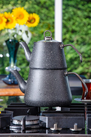 Bonjour Large Granit Kaplama Çaydanlık Takımı Gri