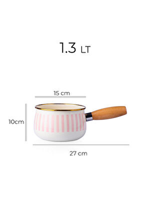 Blush Royale Emaye Ahşap Saplı Sütlük | Yumurtalık | Sosluk 1.3 Lt