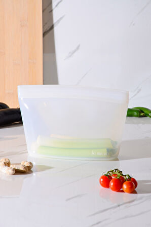 Lush Hava Sızdırmaz Kilitli Silikon Saklama Torbası 1500 ml | Şeffaf