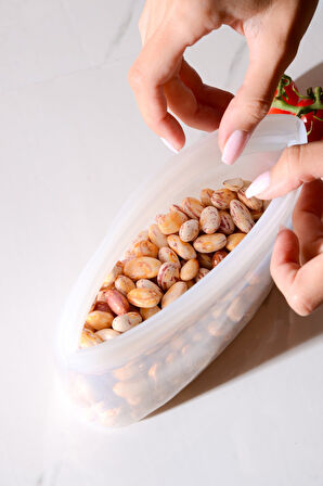 Lush Hava Sızdırmaz Kilitli Silikon Saklama Torbası 500 ml | Şeffaf