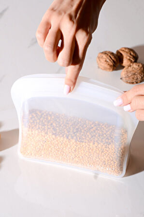 Sheer Hava Sızdırmaz Kilitli Silikon Saklama Torbası 600 ml | Şeffaf