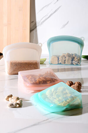 Sheer Hava Sızdırmaz Kilitli Silikon Saklama Torbası 600 ml | Şeffaf