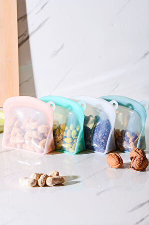 Sheer Hava Sızdırmaz Kilitli Silikon Saklama Torbası 300 ml | Şeffaf