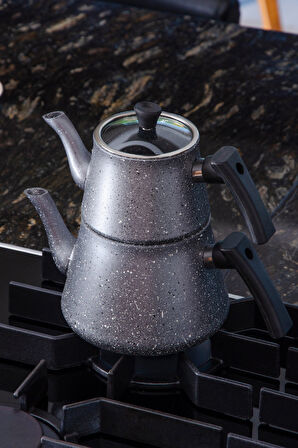 Bonjour Compact Granit Kaplama Çaydanlık Takımı - Gri