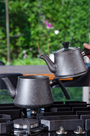 Bonjour Compact Granit Kaplama Çaydanlık Takımı - Gri