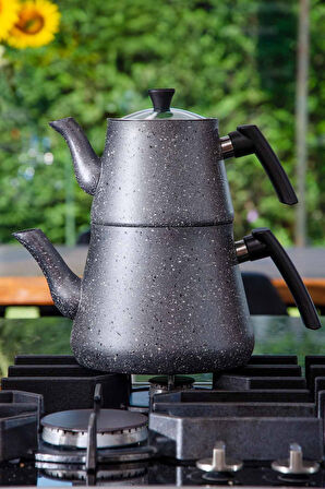 Bonjour Large Granit Kaplama Çaydanlık Takımı Gri